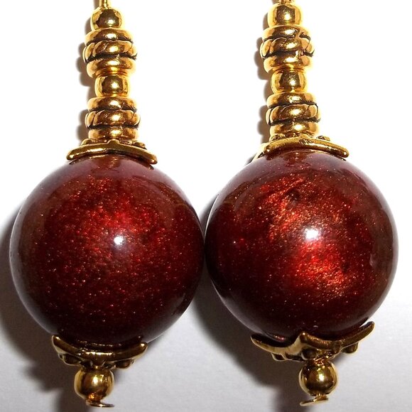 Orange and Gold Earrings Handmade Set Drop Dangle Fashion Accessory Woman D372 - Picture 5 of 5